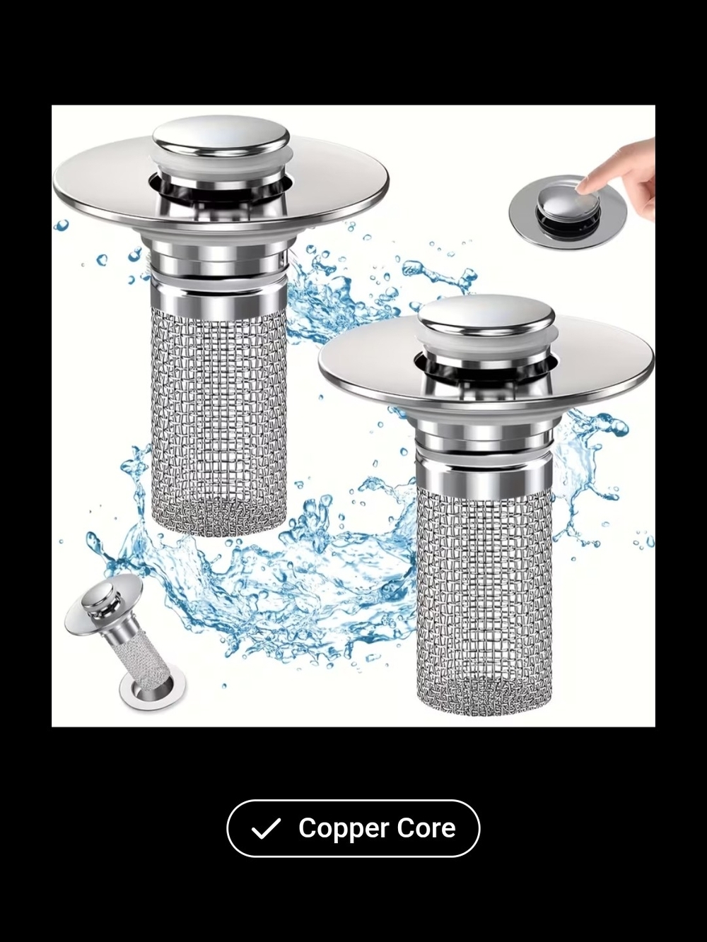 Source Unknown Silver Pop-Up Sink Strainer with Mesh Basket